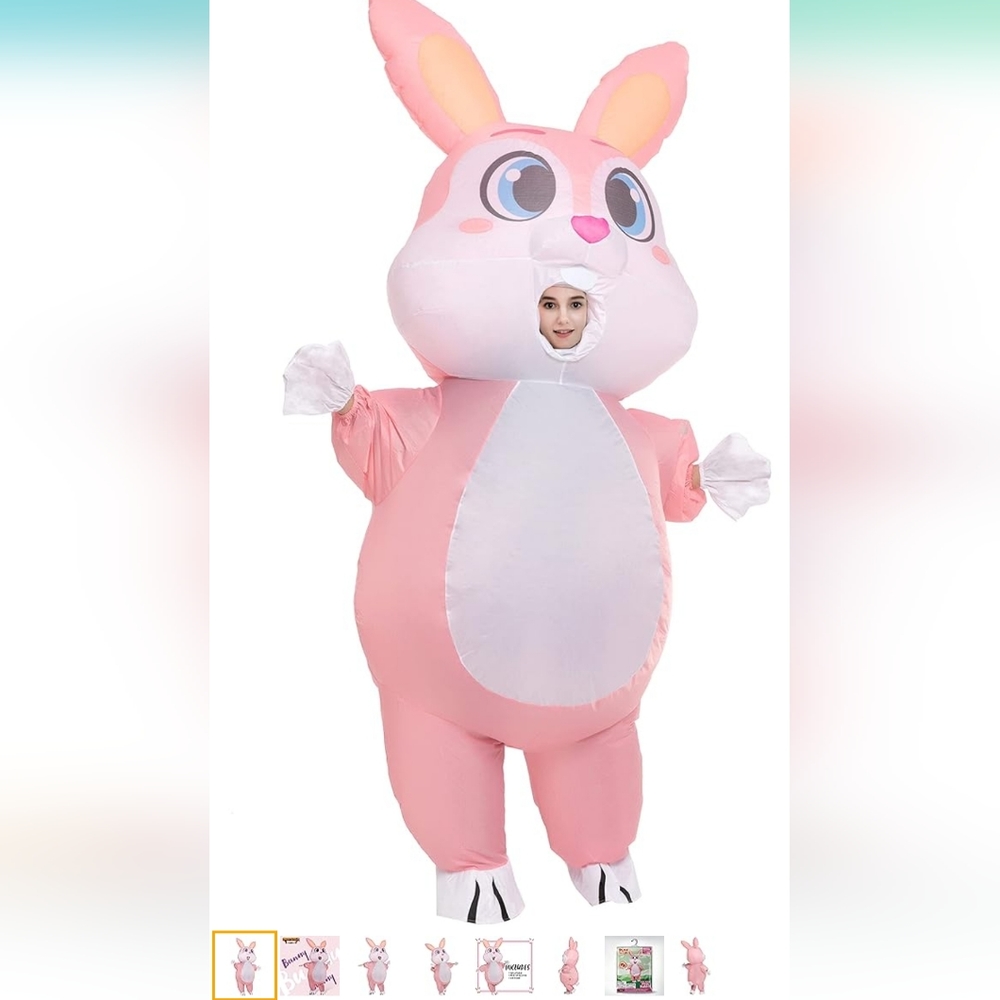 Pink Inflatable Bunny Costume Suit | Adult size